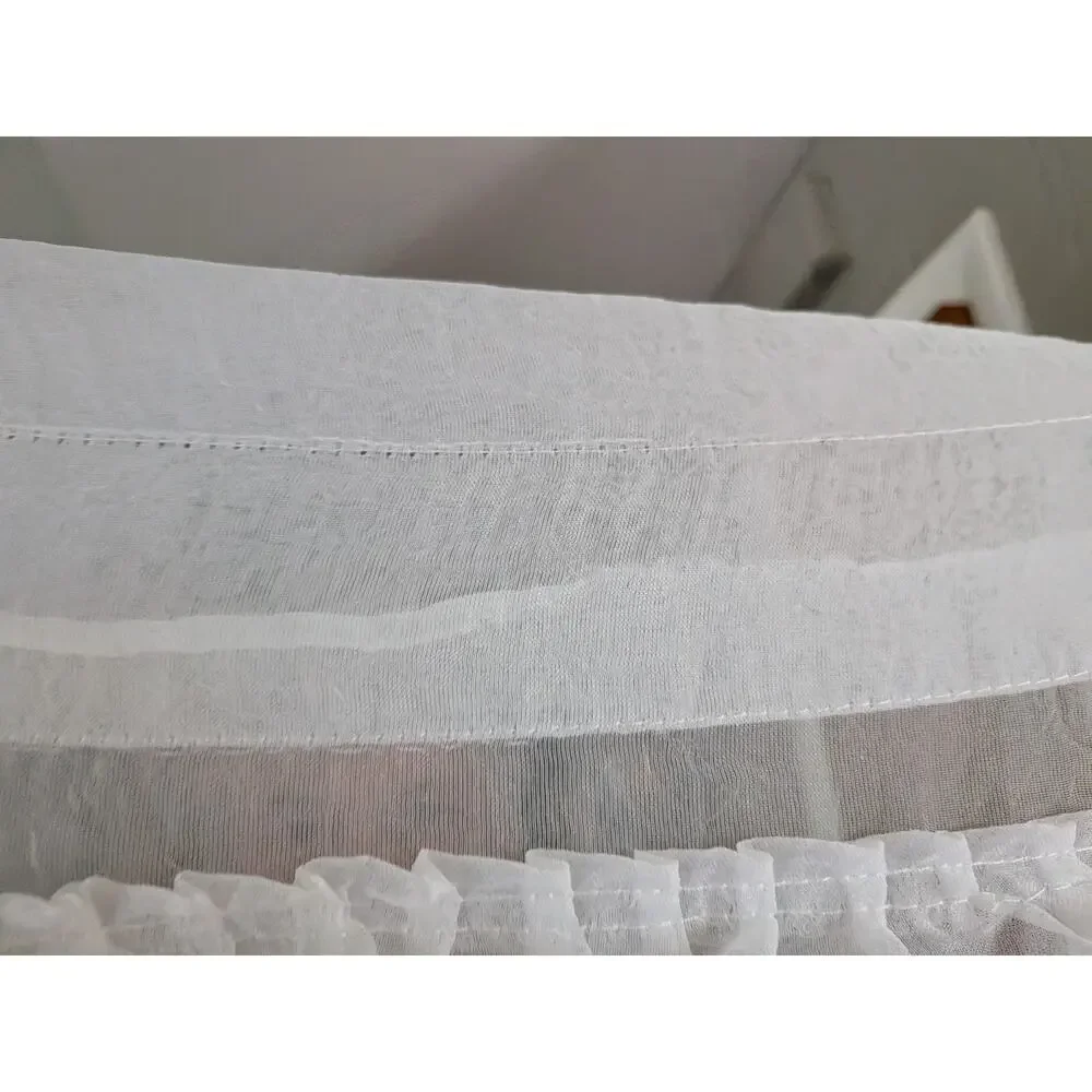 Sheer White Ruffle Shabby Chic Classic Drapes 4 Panels 54 x 80 Each